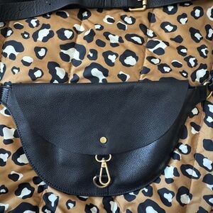 Banana Republic Leather Black Crossbody Bag with Gold Hardware